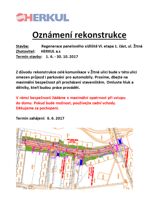 Oznámeni rekonstrukce